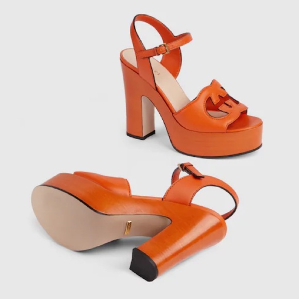 Gucci Orange Platform Sandals
